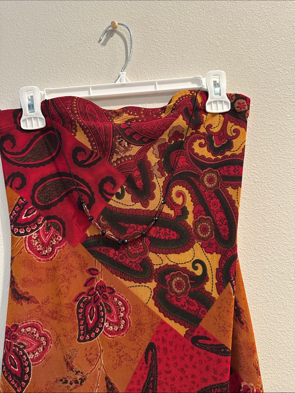 STUNNING Vintage Boho Strapless Paisley Maxi Dress - Picture 4 of 12